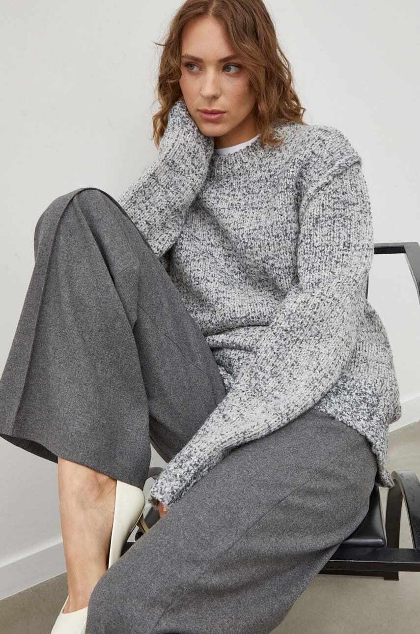 Samsoe Samsoe pulover de lana femei, culoarea gri, călduros
