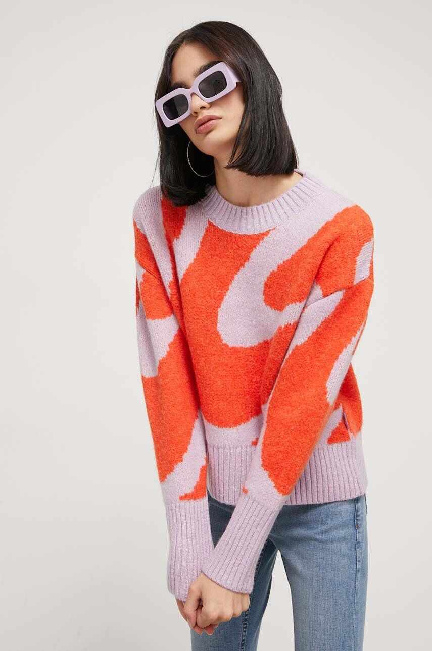 On Vacation pulover din amestec de lana femei, culoarea portocaliu, călduros