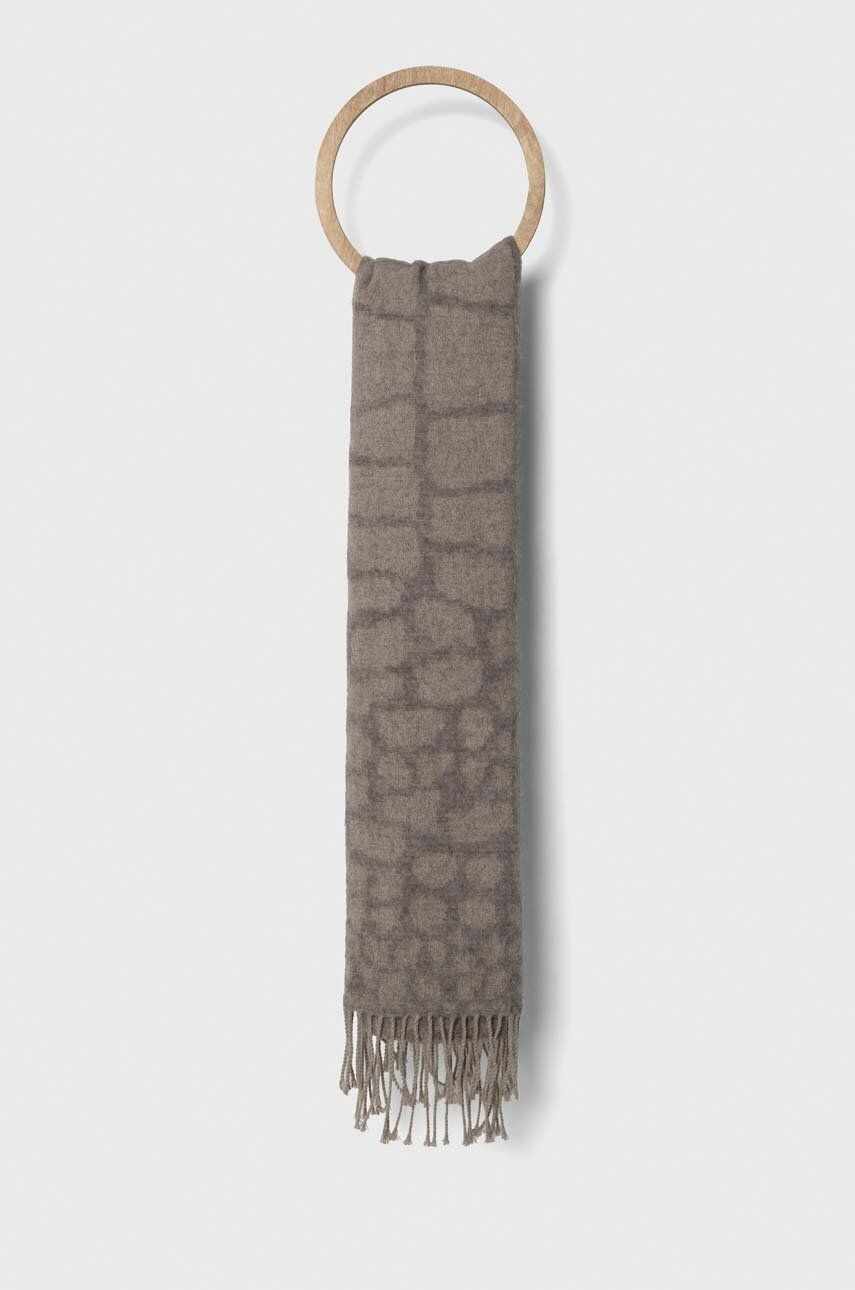 Sisley esarfa din amestec de lana culoarea bej, modelator