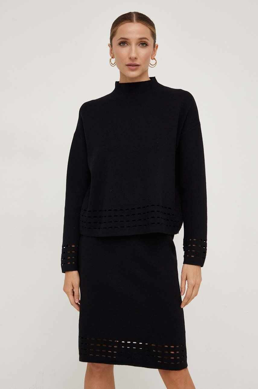 Answear Lab set - pulover și fustă culoarea negru