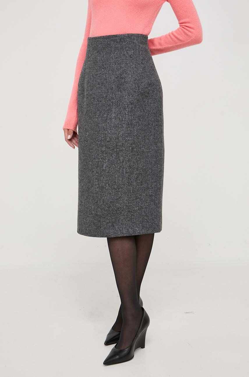 MAX&Co. fusta din amestec de lana x Anna Dello Russo culoarea gri, midi, drept