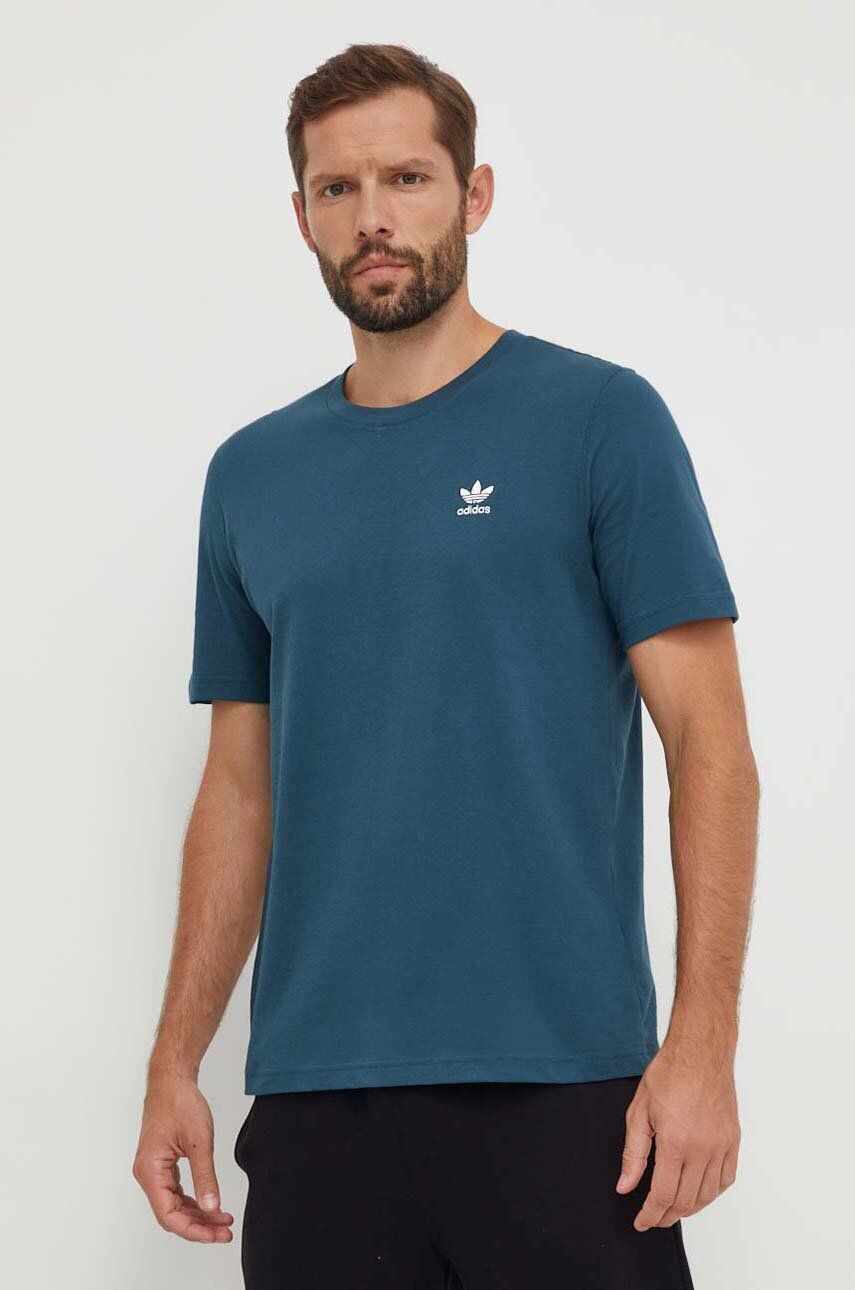 adidas Originals tricou din bumbac barbati, culoarea turcoaz, neted