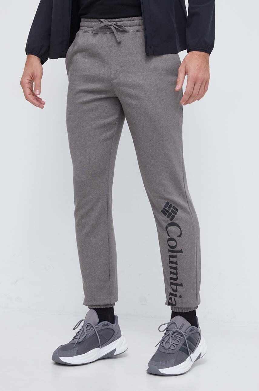Columbia pantaloni de trening culoarea gri, cu imprimeu