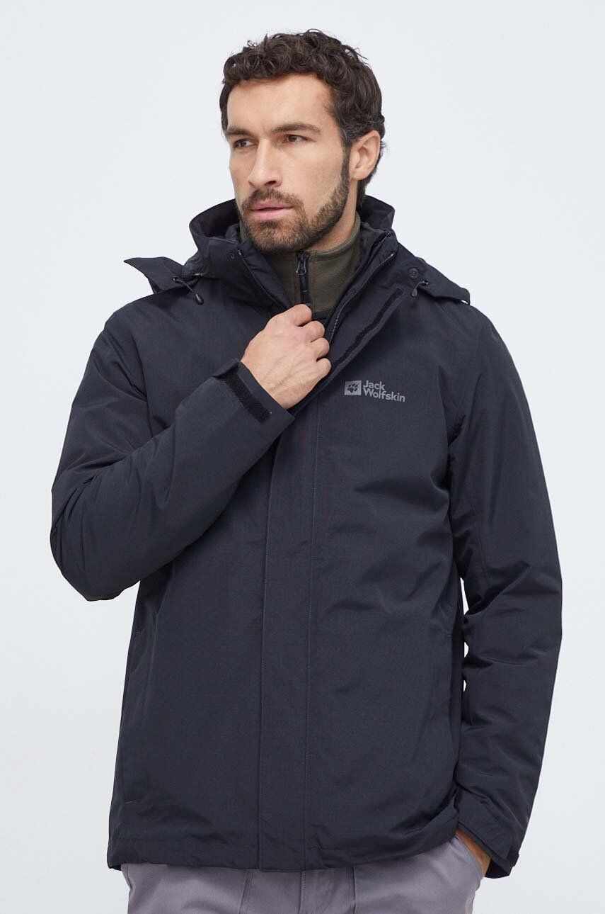 Jack Wolfskin jacheta de exterior Bergland 2in1 culoarea negru