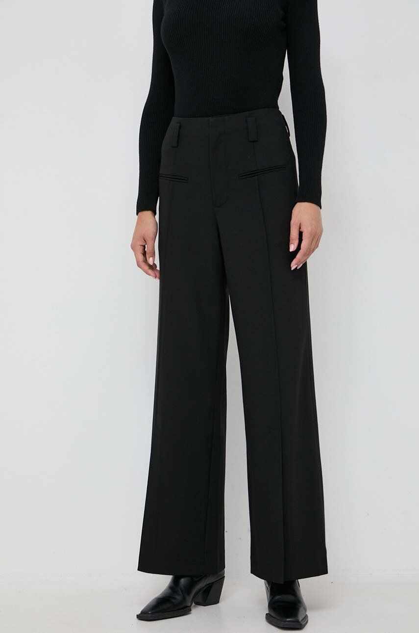 Miss Sixty pantaloni de lana culoarea negru, drept, high waist