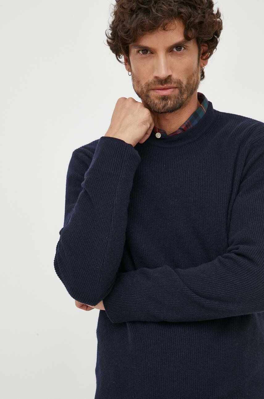 United Colors of Benetton pulover din amestec de lana barbati, culoarea albastru marin