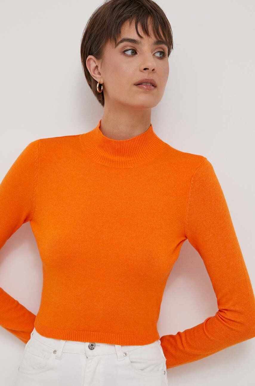XT Studio pulover femei, culoarea portocaliu, light, cu turtleneck