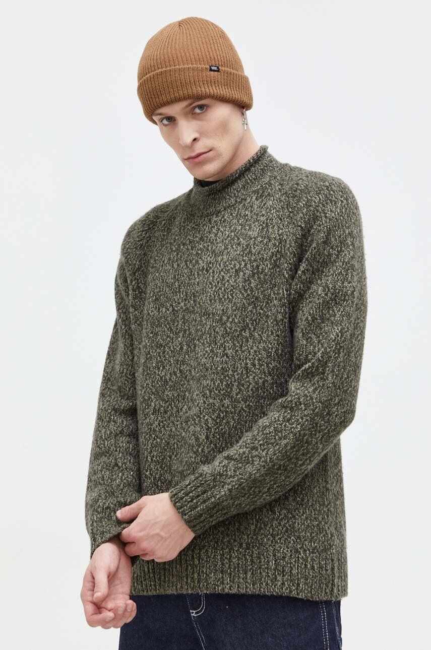 Abercrombie & Fitch pulover din amestec de lana barbati, culoarea verde, cu turtleneck