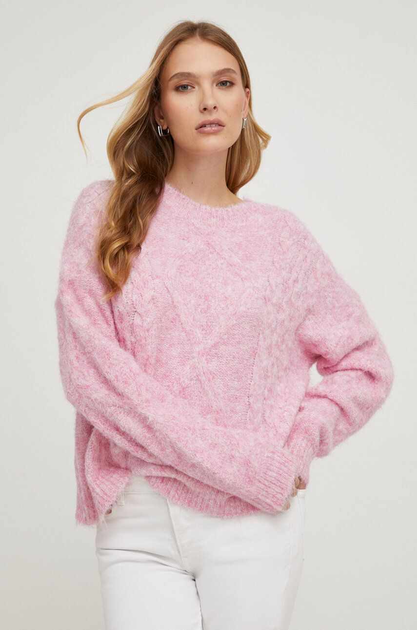 Answear Lab pulover de lana culoarea roz, light