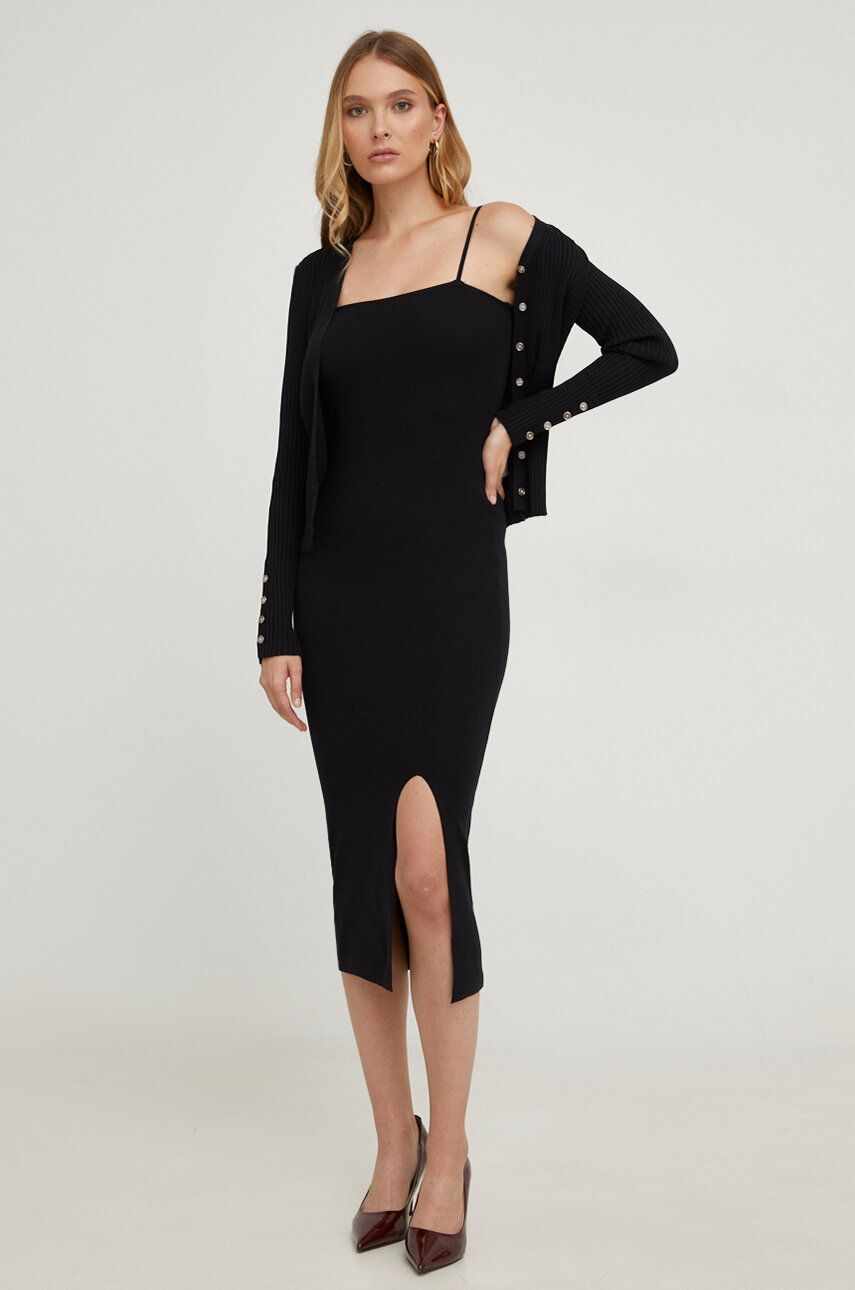 Answear Lab rochie și cardigan culoarea negru