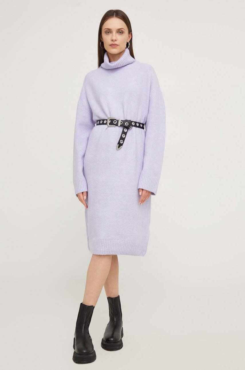 Answear Lab rochie din lana culoarea violet, mini, oversize