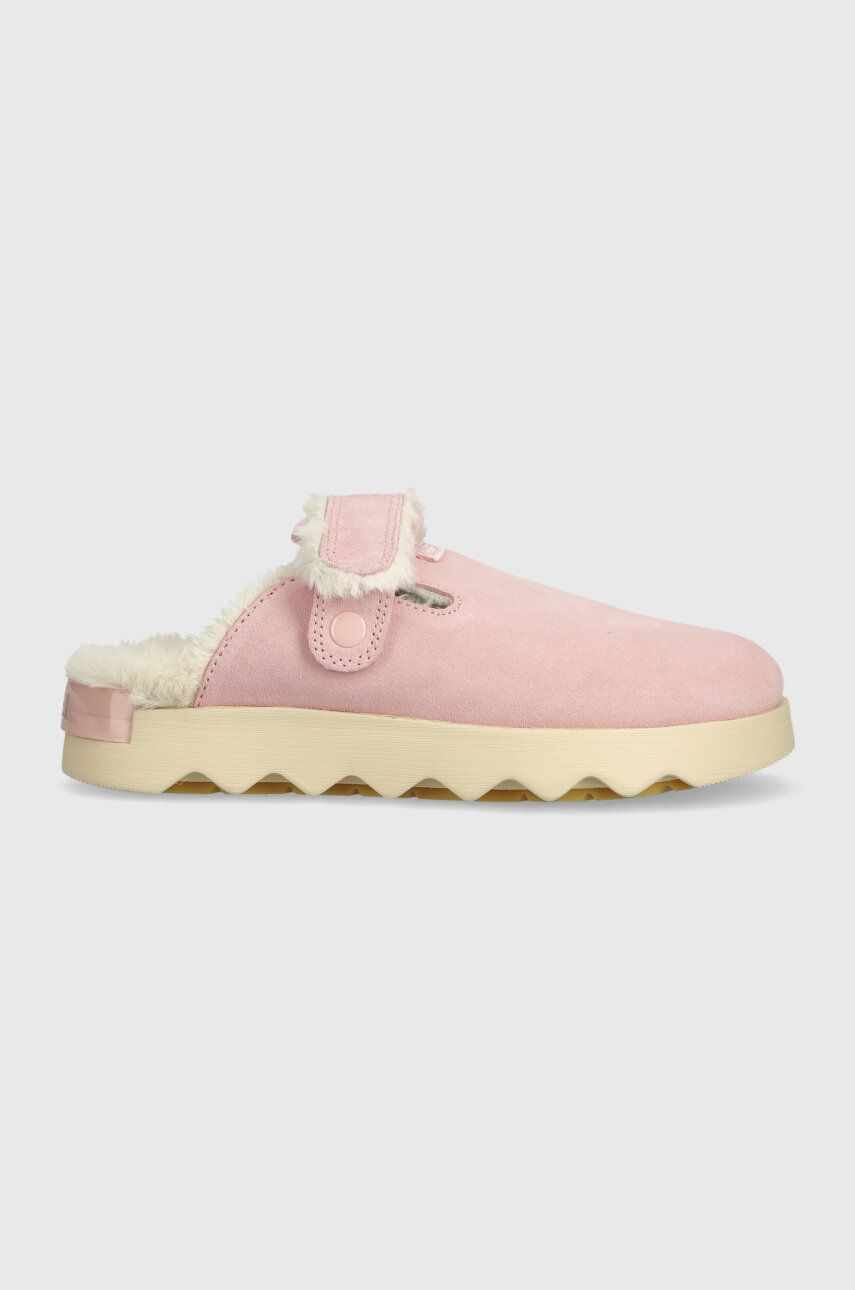 Sorel papuci din piele intoarsa VIIBE CLOG SUEDE COZY culoarea roz, 2048521
