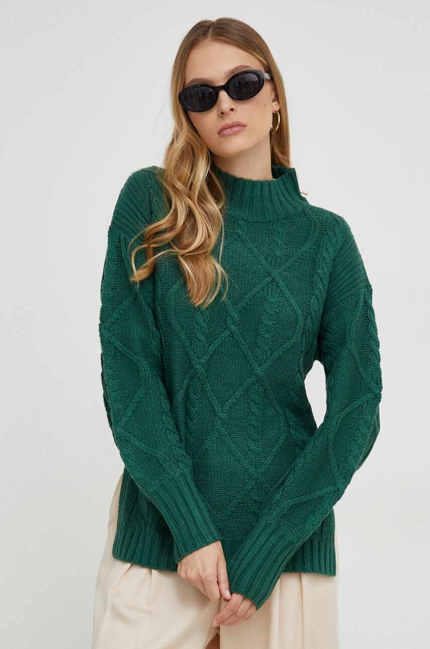 Answear Lab pulover femei, culoarea verde, călduros, cu turtleneck