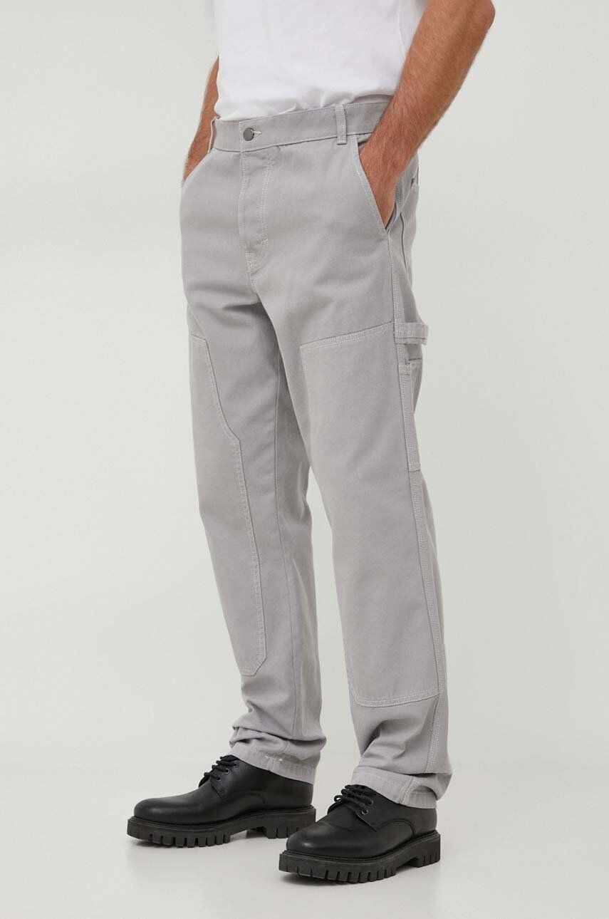 United Colors of Benetton pantaloni de bumbac culoarea gri, drept