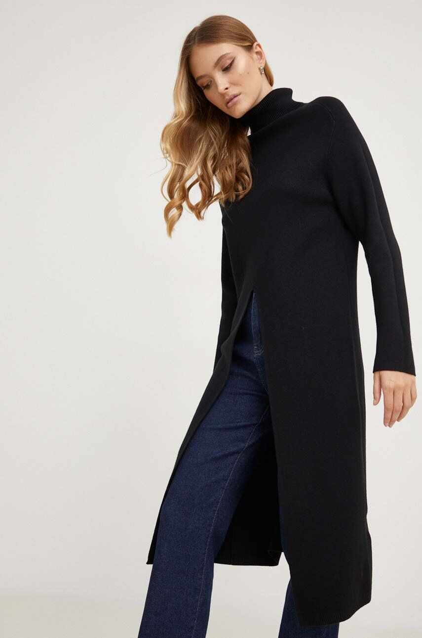 Answear Lab pulover din amestec de lana femei, culoarea negru, călduros