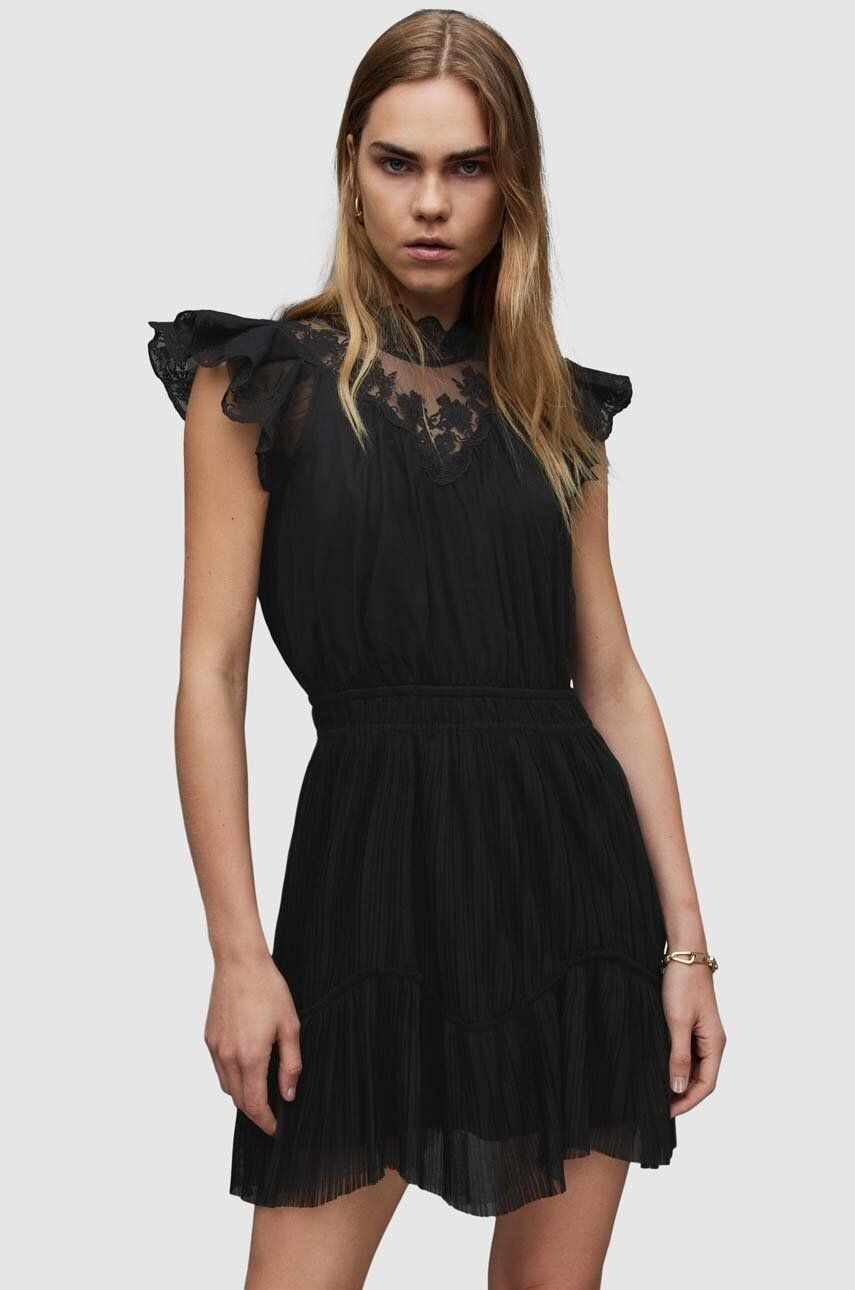 AllSaints rochie Azura culoarea negru, mini, evazati