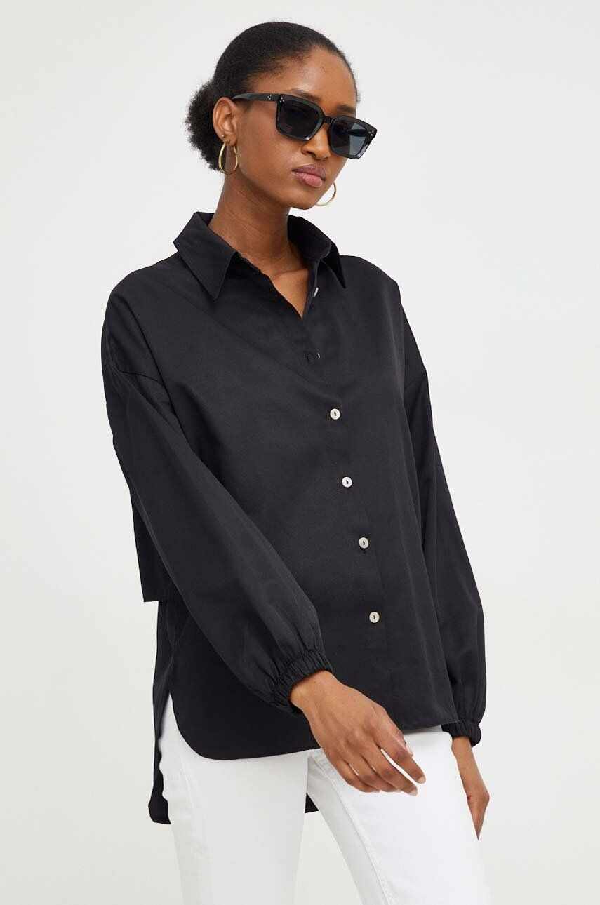 Answear Lab camasa femei, culoarea negru, cu guler clasic, relaxed