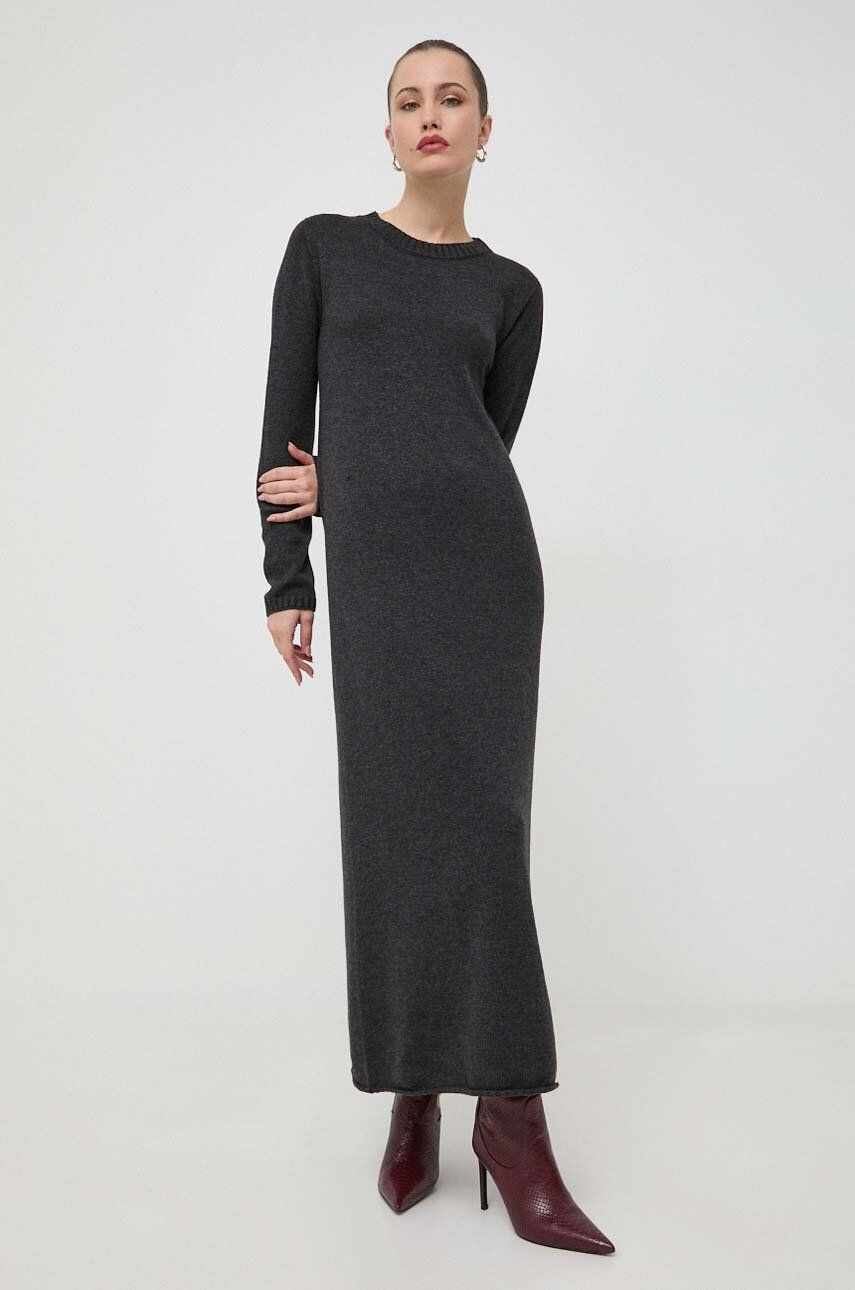 Liviana Conti rochie din lana culoarea gri, maxi, drept