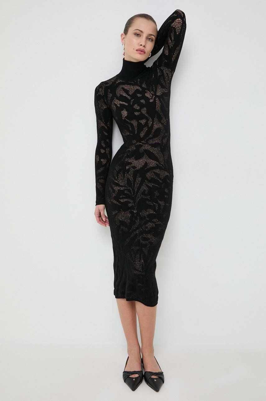 Liviana Conti rochie din lana culoarea negru, mini, mulata