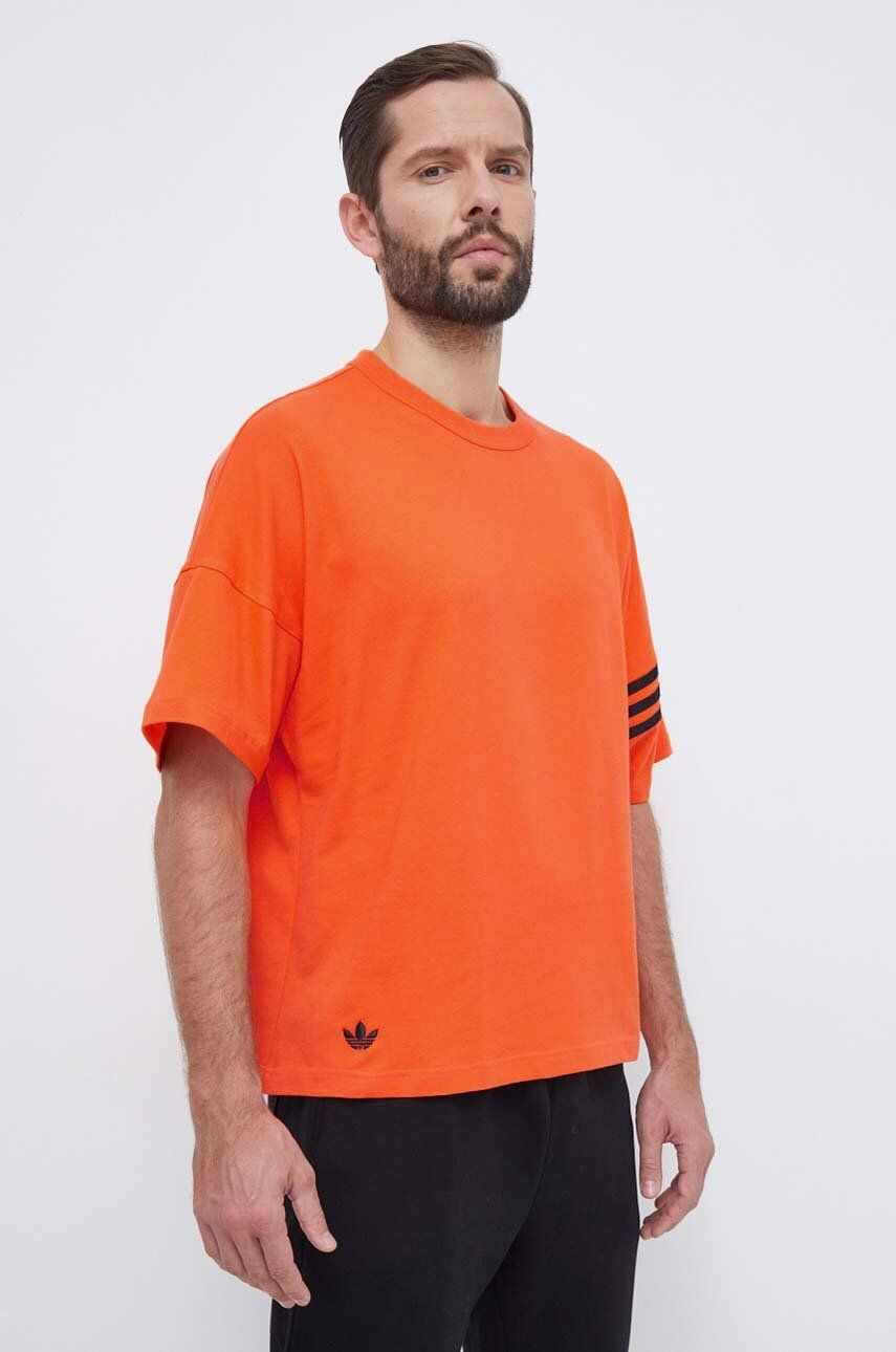adidas Originals tricou din bumbac barbati, culoarea portocaliu, cu imprimeu