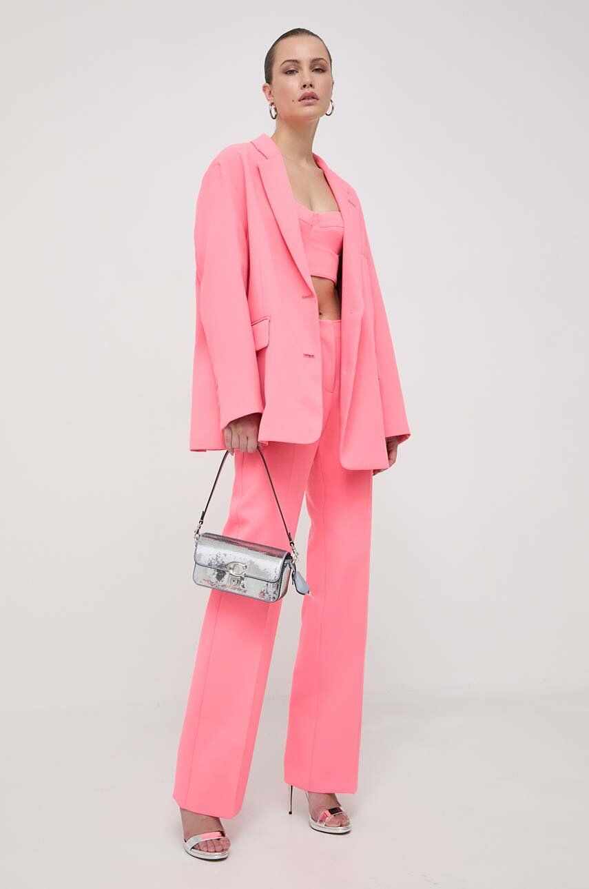 MAX&Co. pantaloni x Anna Dello Russo femei, culoarea roz, drept, high waist