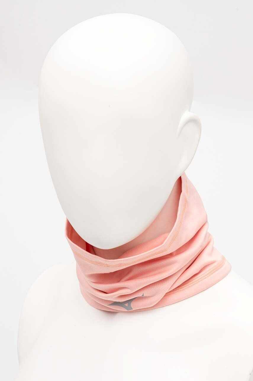 Mizuno fular impletit Warmalite Triwarmer culoarea roz, cu imprimeu