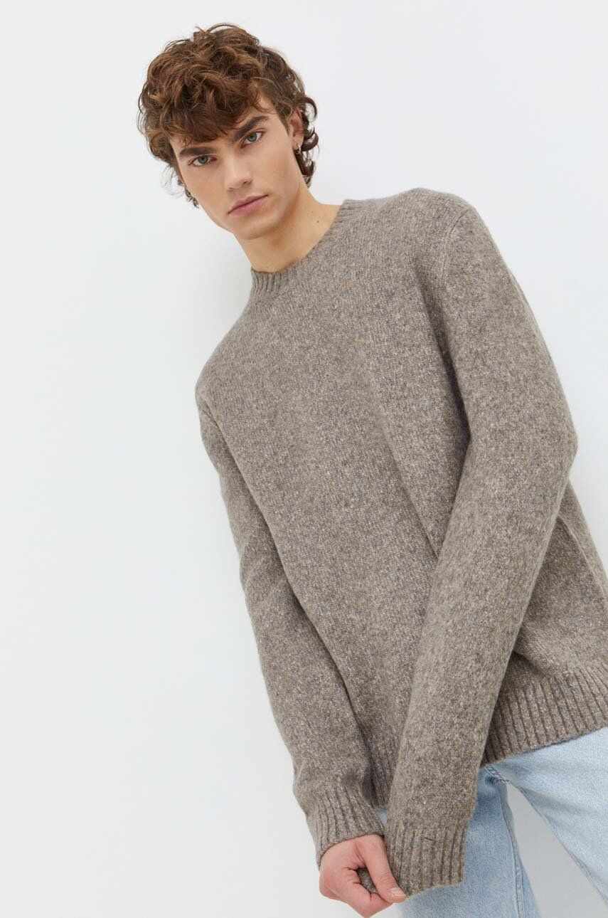 Abercrombie & Fitch pulover barbati, culoarea bej, călduros