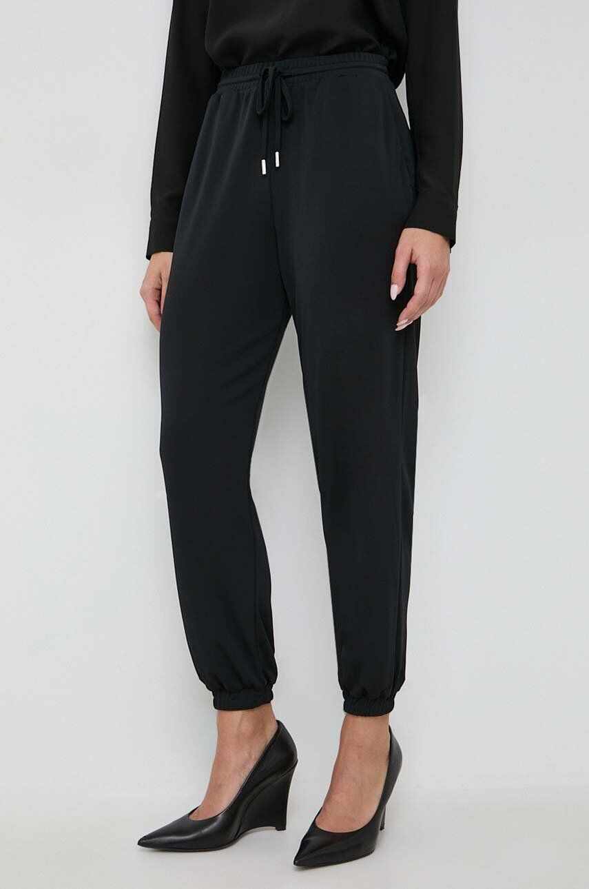 BOSS pantaloni de lana x Alica Schmidt culoarea negru, lat, high waist