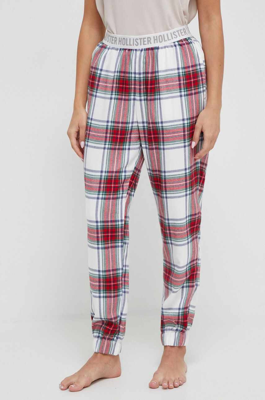 Hollister Co. pantaloni de pijama femei, culoarea alb
