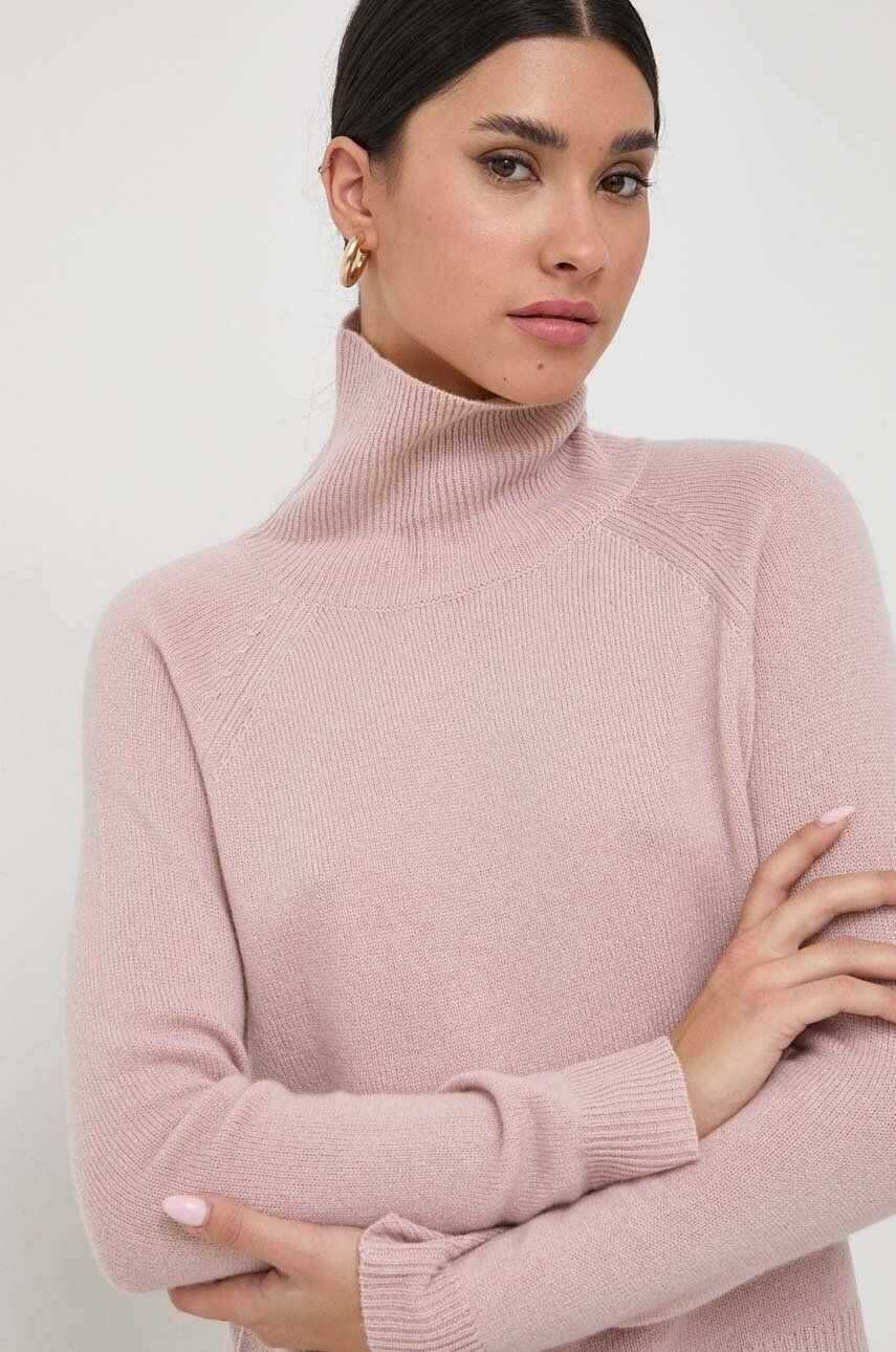 Marella pulover de lana femei, culoarea roz, light, cu turtleneck