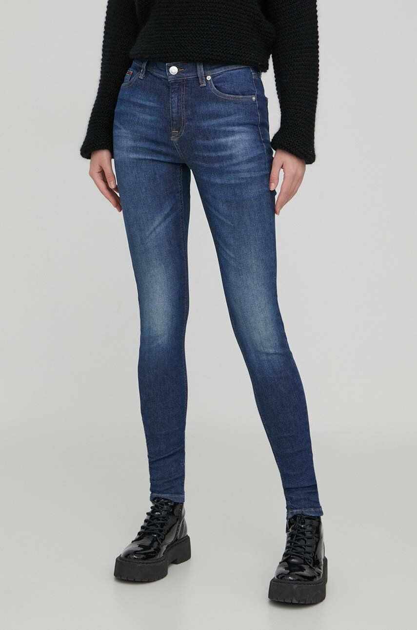 Tommy Jeans jeansi femei, culoarea albastru marin