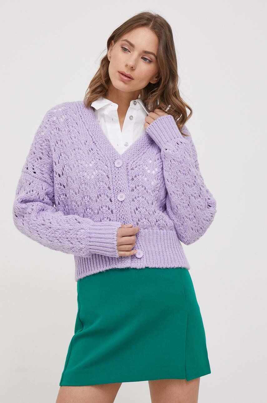 United Colors of Benetton cardigan din amestec de lana culoarea violet