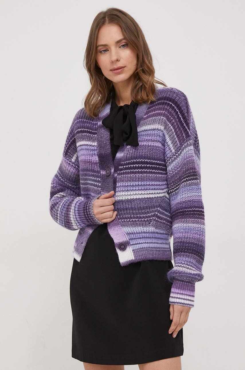 United Colors of Benetton cardigan din lana culoarea violet