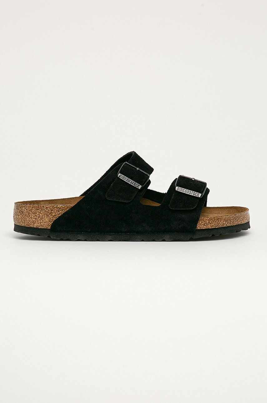 Birkenstock papuci din piele Arizona barbati, culoarea negru