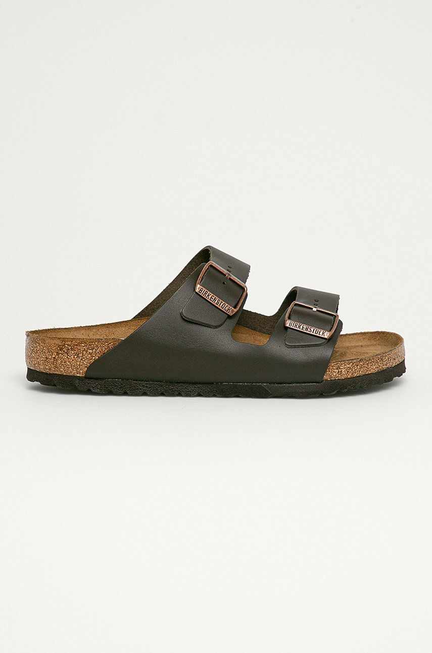 Birkenstock slapi de piele Arizona barbati, culoarea maro, 51101