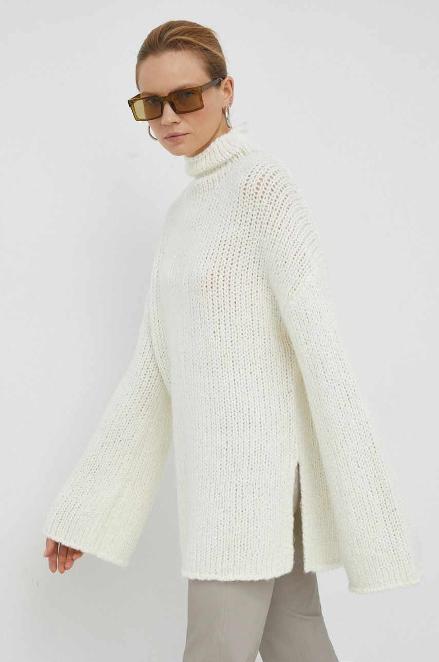 By Malene Birger pulover de lana Amin femei, culoarea bej, călduros, cu turtleneck