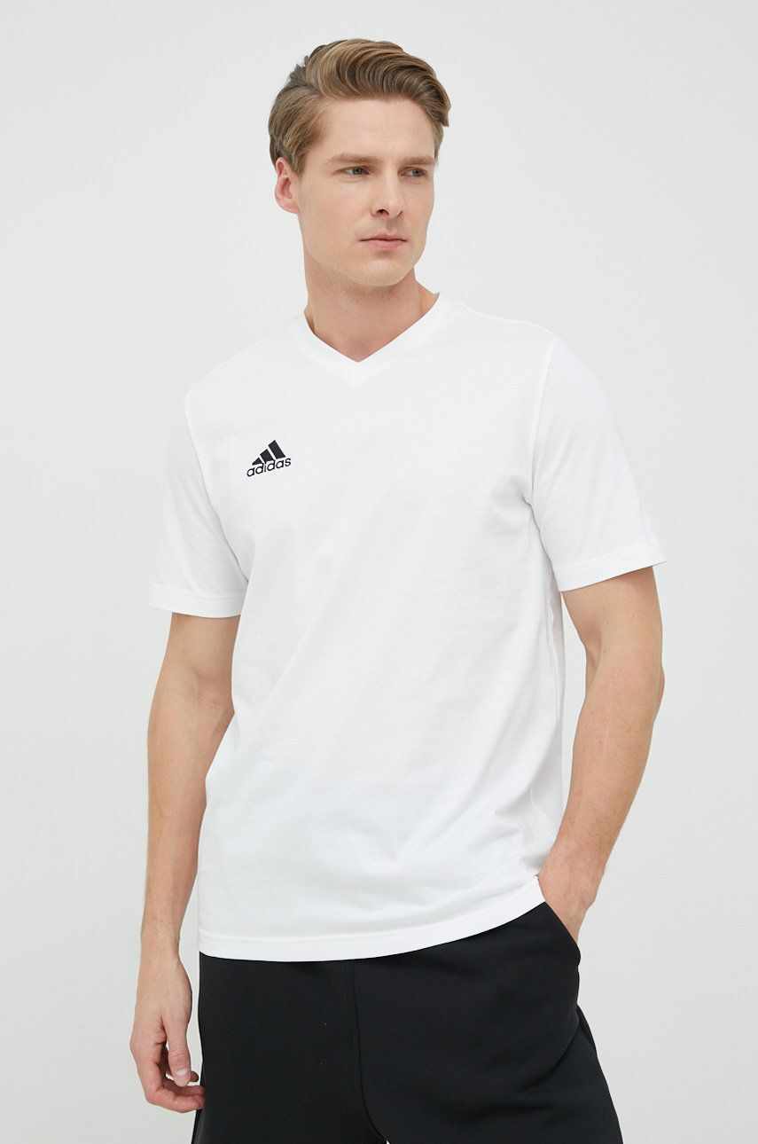 Adidas Performance tricou din bumbac culoarea alb, neted
