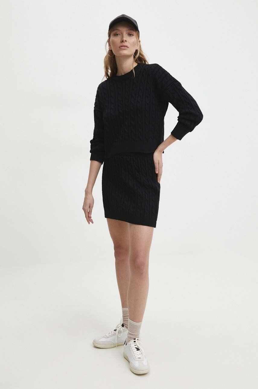 Answear Lab compleu pulover si fusta culoarea negru