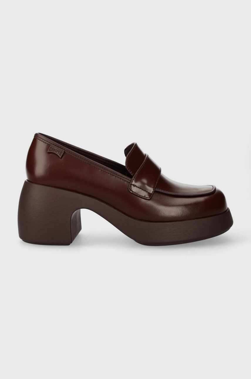Camper pantofi de piele Thelma culoarea bordo, cu toc drept, K201292.012