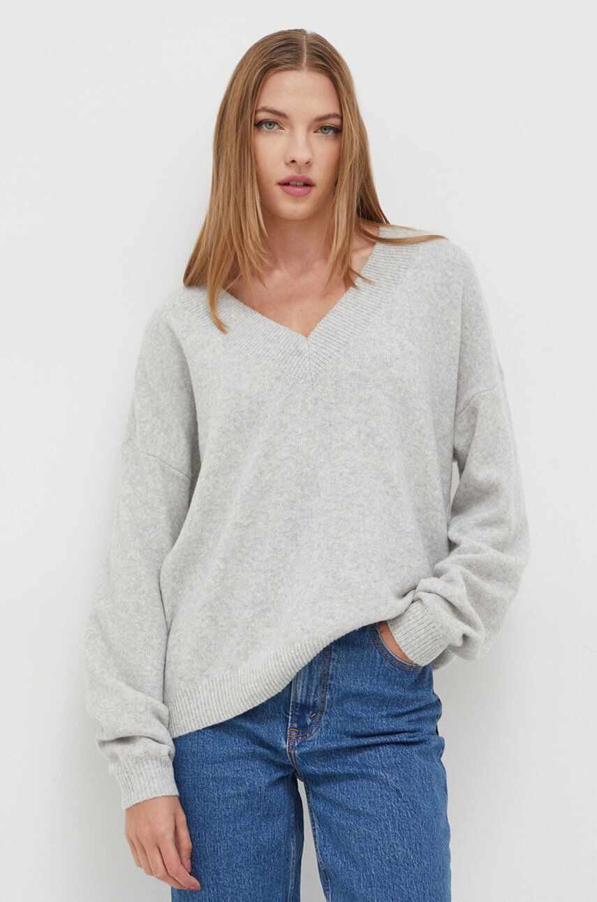 Hollister Co. pulover femei, culoarea gri