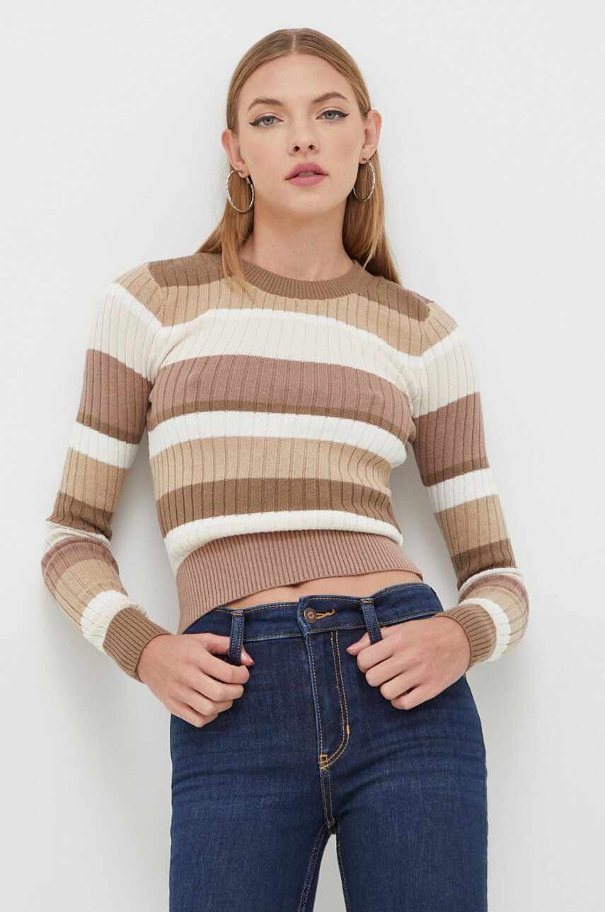 Hollister Co. pulover femei, culoarea maro, light