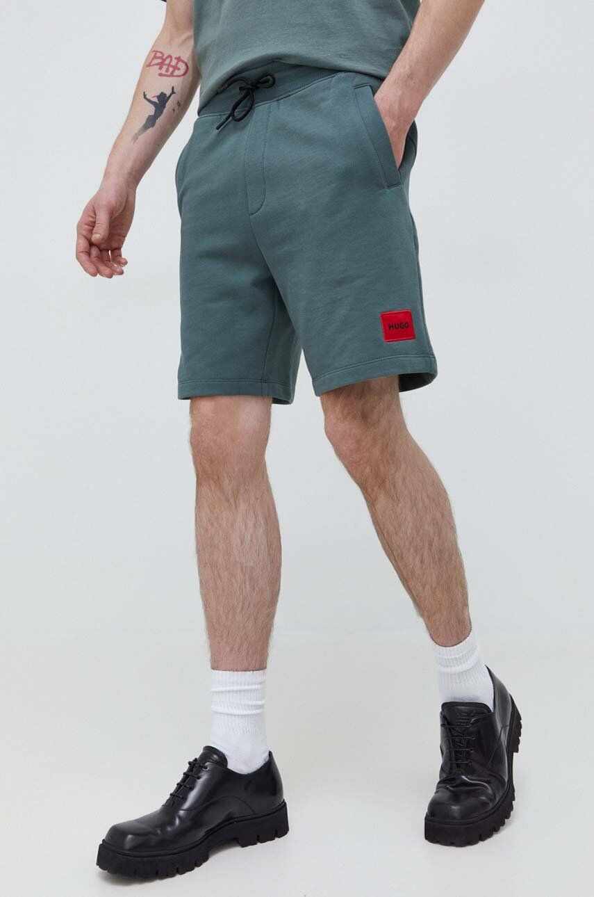 HUGO pantaloni scurti din bumbac culoarea verde