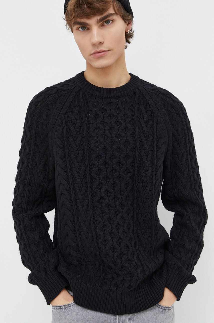 Abercrombie & Fitch pulover din amestec de lana barbati, culoarea negru