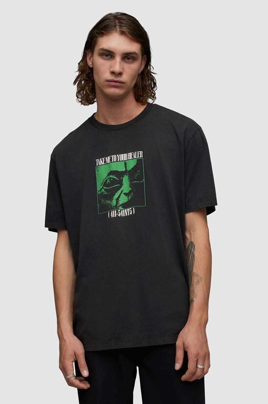 AllSaints tricou din bumbac Zeta culoarea negru, cu imprimeu