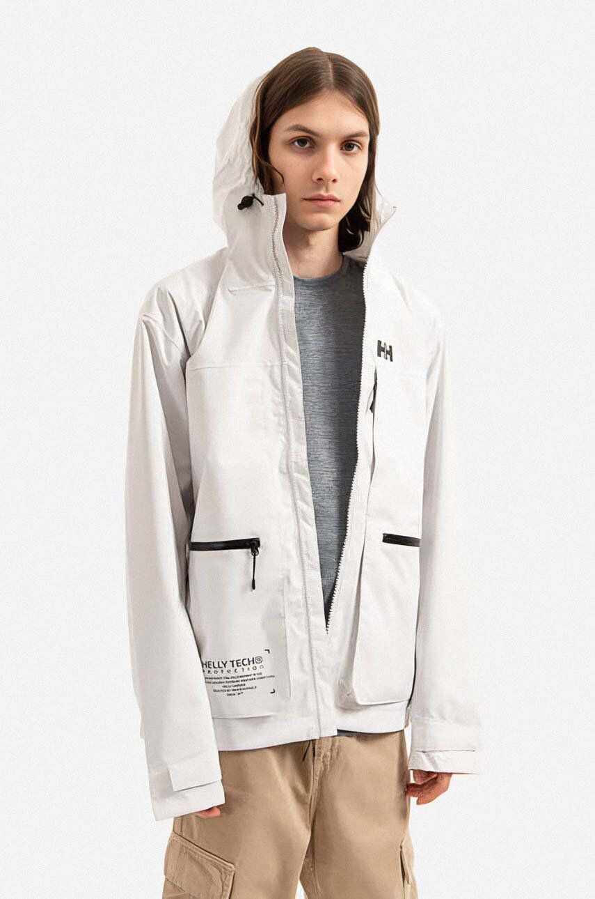 Helly Hansen geacă de ploaie Move Hooded Rain Jacket barbati, culoarea alb, de tranzitie 53757-823