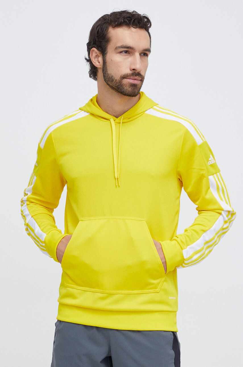 adidas Performance bluză trening Squadra 21 culoarea galben, cu glugă, cu imprimeu
