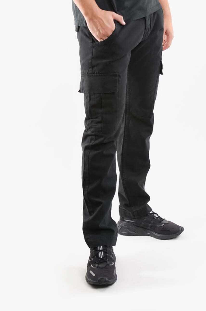 Alpha Industries pantaloni de bumbac Agent Pant culoarea negru, cu fit cargo 158205.03-black