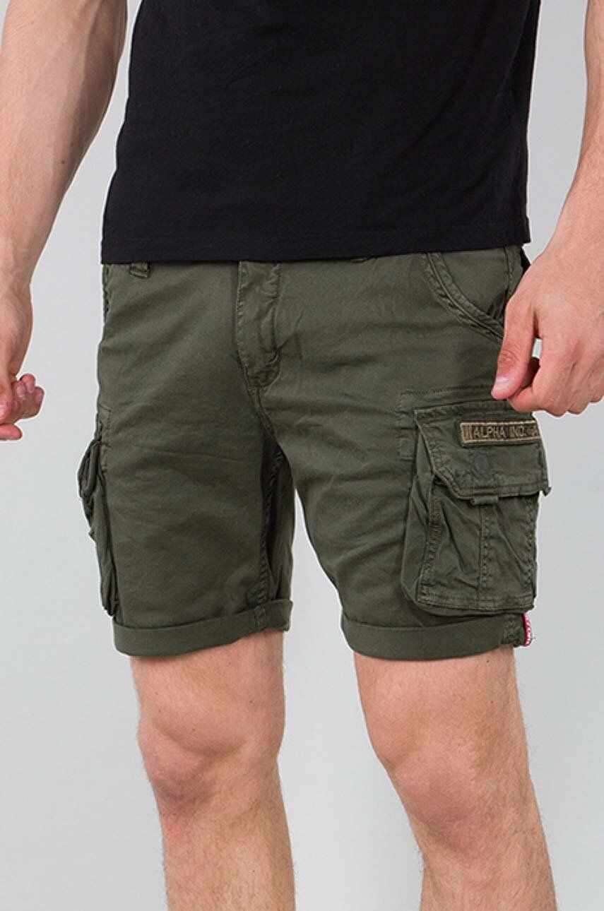 Alpha Industries pantaloni scurți din bumbac culoarea verde 176203.142-green