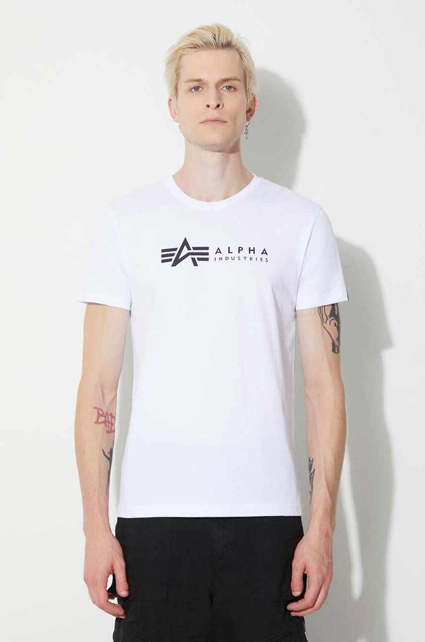 Alpha Industries tricou din bumbac Alpha Label T 2 Pack bărbați, culoarea alb, cu imprimeu 118534.95