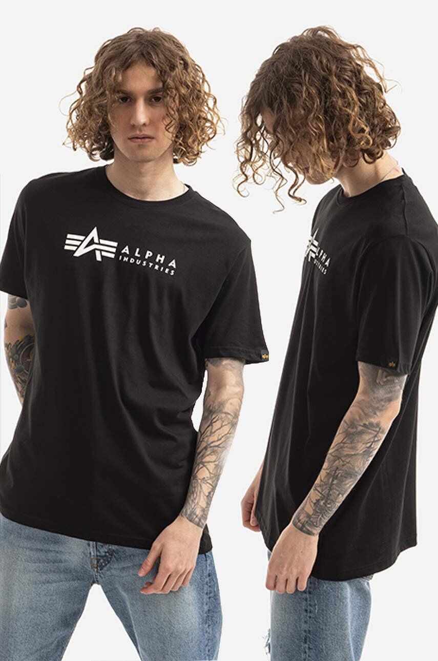 Alpha Industries tricou din bumbac Alpha Label T 2 Pack culoarea negru, cu model 118534.03-black